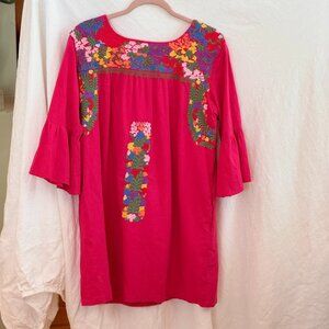 J. Marie Fuschia/pink embroidered Floral dress . Size Medium